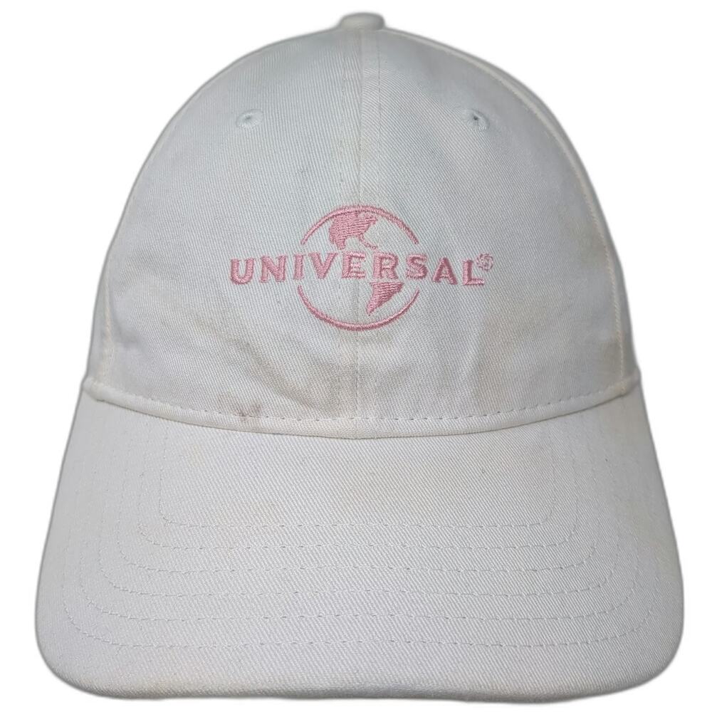 Universal Studios Baseball Cap White One Size Pink Embroidered Logo Slideback